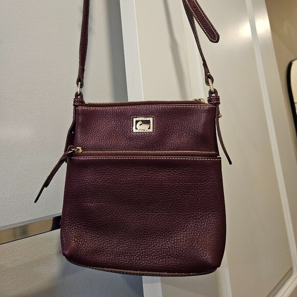 Dooney and Bourke Leather Crossbody Bag in Plum color - Picture 1 of 10